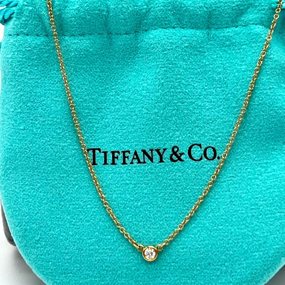 Tiffany & Co. 18k Yellow Gold 16” Chain Necklace .05 CTW Bezel-Set Diamond NWOB - Picture 10 of 15